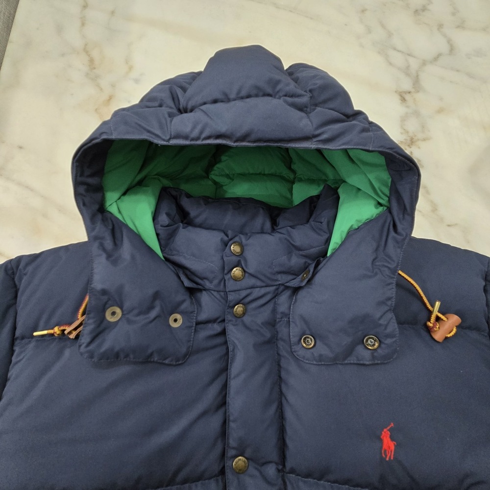 Polo Ralph Lauren Down Quilted Puffer Jacket Men's 2XL Blue Detachable Hood - Picture 8 of 12
